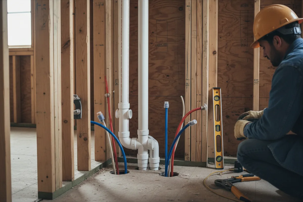 Drain and supply rough-in during Garbage Disposal Repair in Pine Grove
